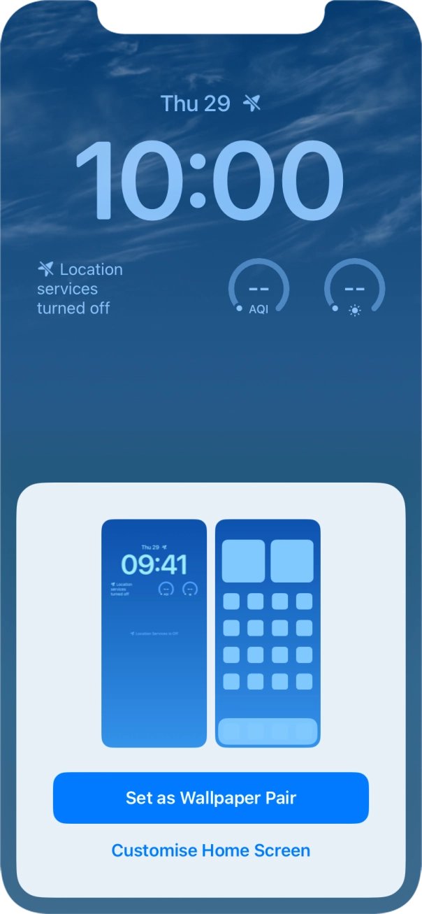 To use the same colour theme on the home screen, press Set as Wallpaper Pair. To use the same colour theme on the home screen, press Set as Wallpaper Pair.