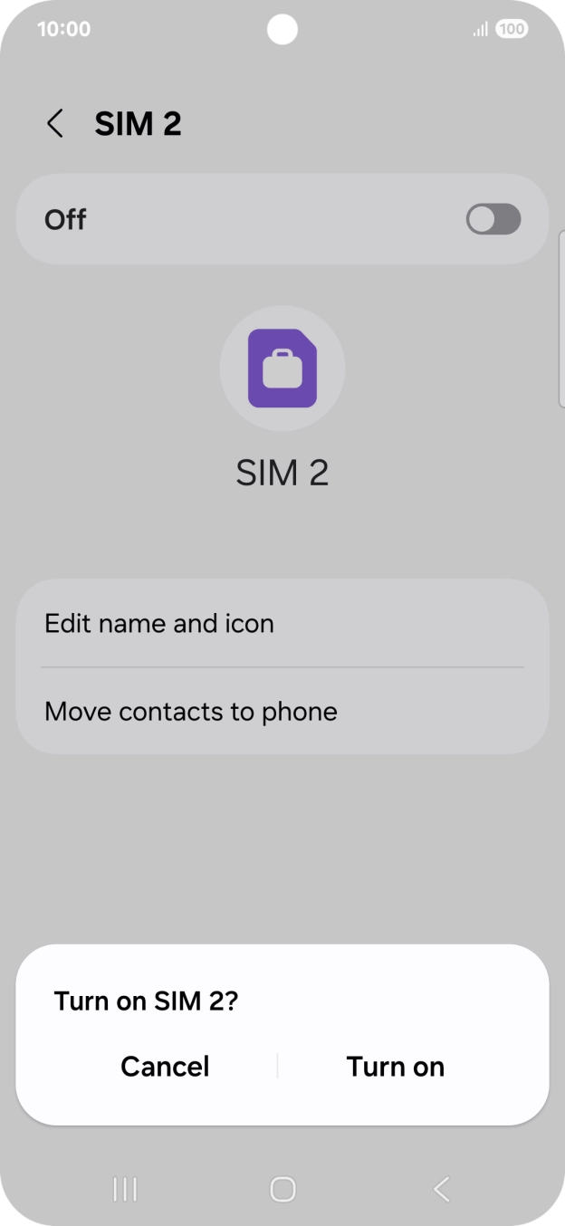 If you turn on use of the plan, press Turn on.