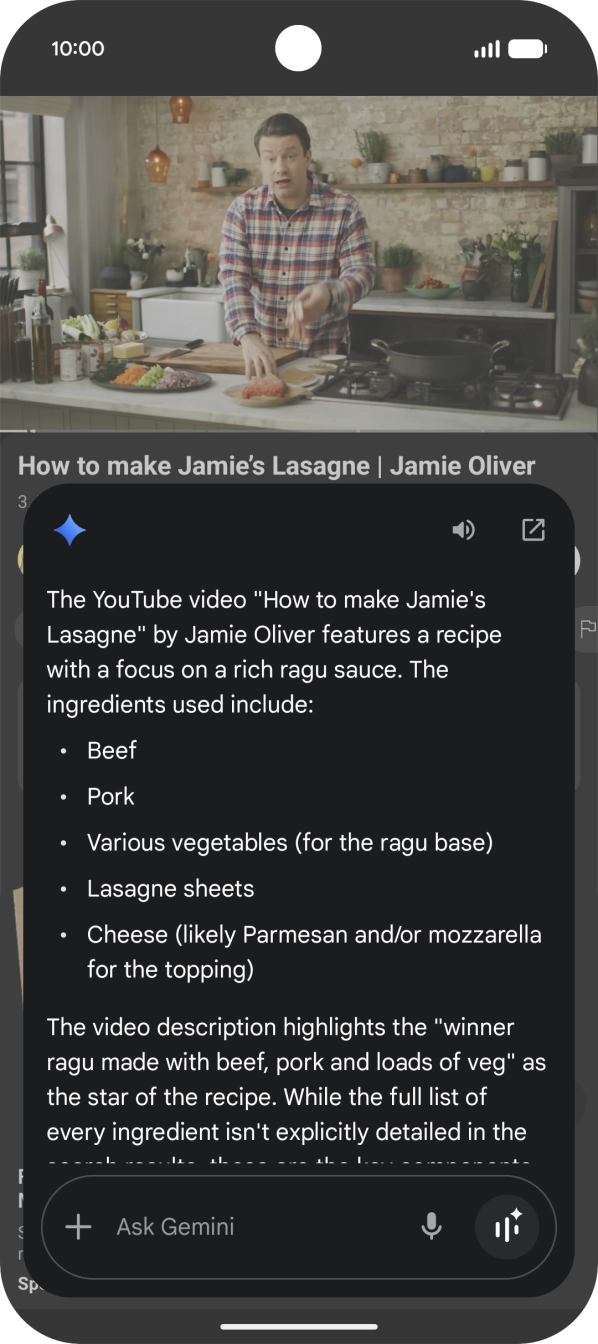 The answer from Gemini to your question is displayed.