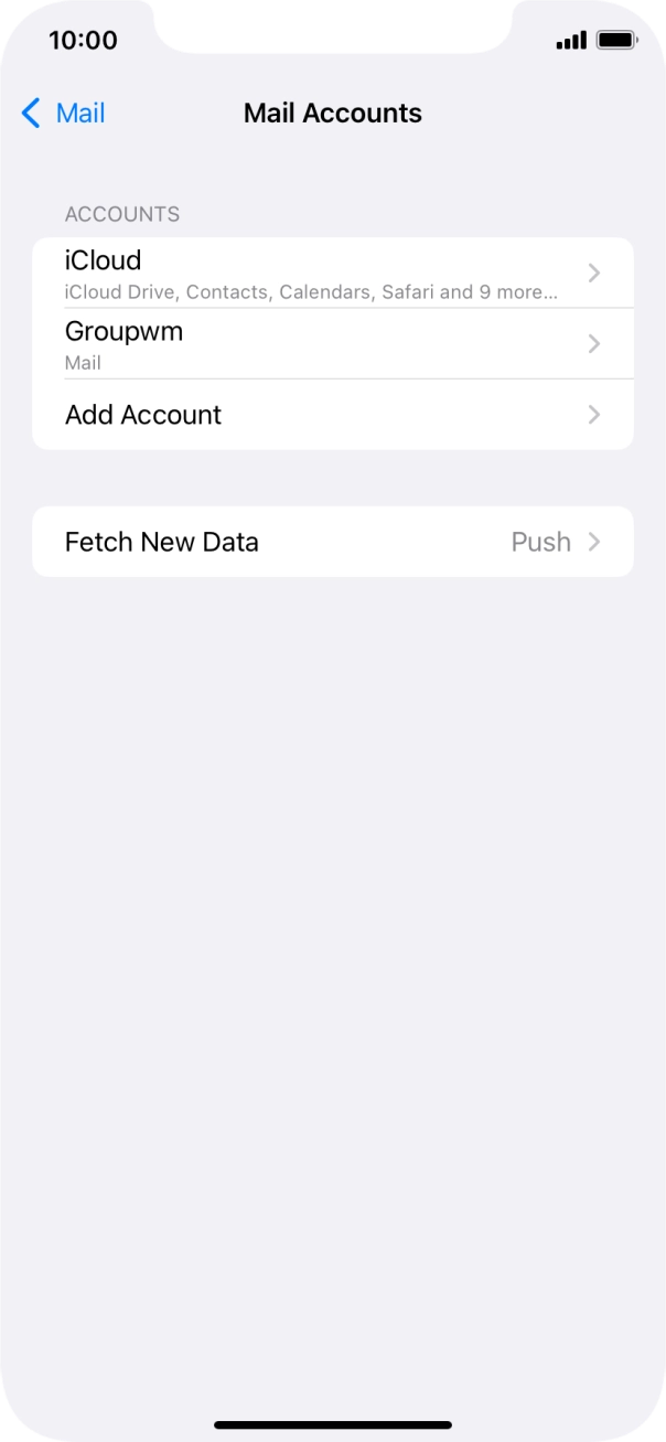 Press the name of the email account you've just set up. Press the name of the email account you've just set up.