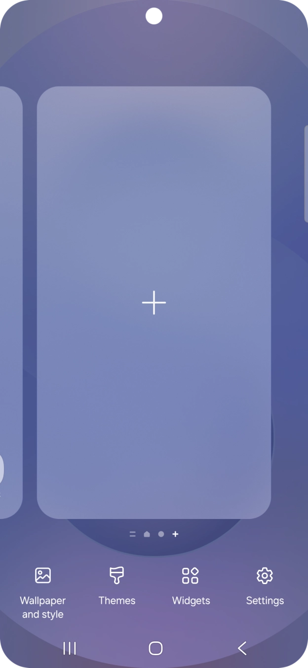 Press the add icon to add a home screen page.