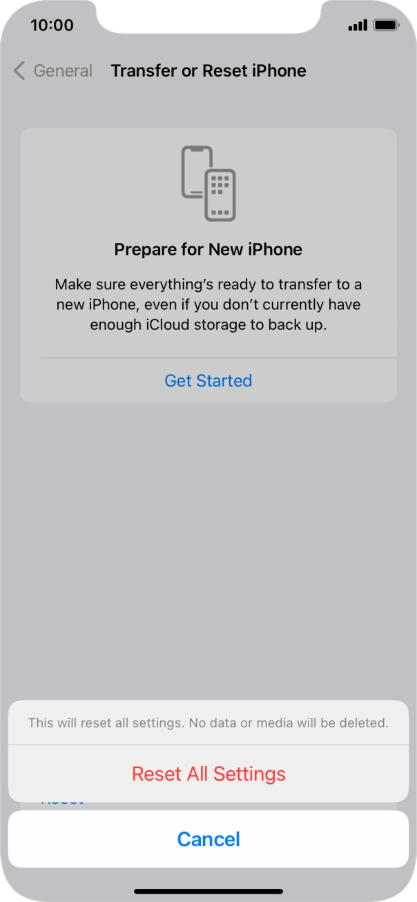 Press Reset All Settings.