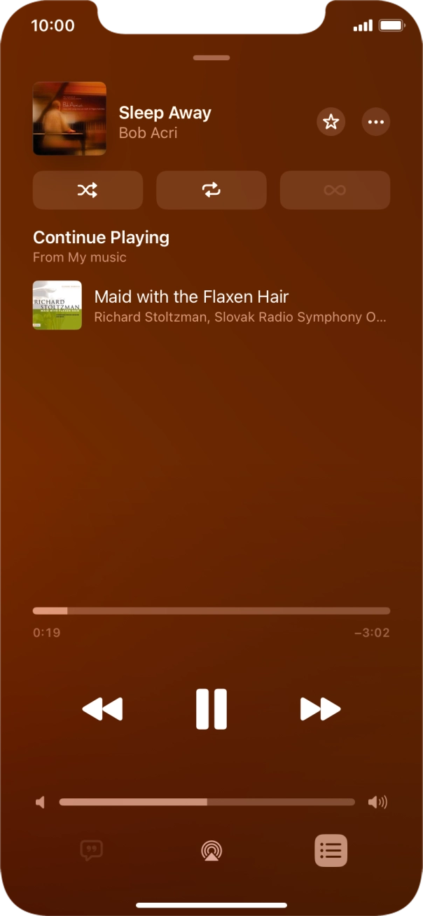 Press the shuffle icon to turn the function on or off. Press the shuffle icon to turn the function on or off.