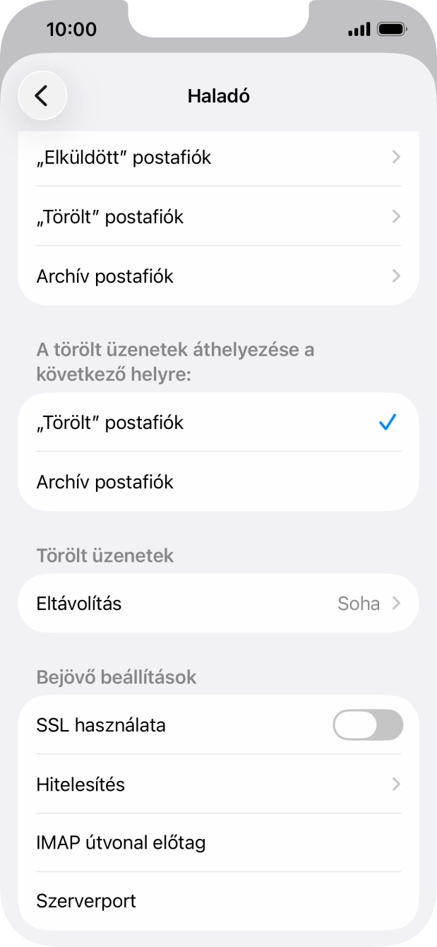 Kattints az „SSL használata” melletti csúszkára a funkció bekapcsolásához.