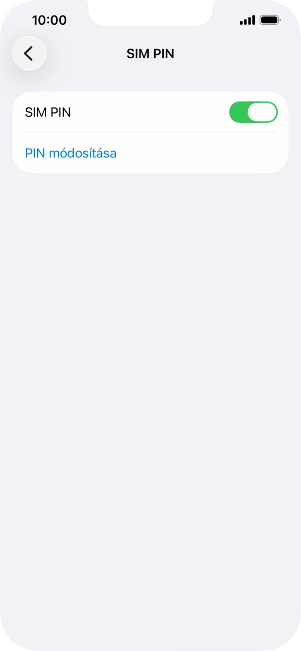 Kattints a „SIM PIN” melletti csúszkára a funkció be- vagy kikapcsolásához. Kattints a „SIM PIN” melletti csúszkára a funkció be- vagy kikapcsolásához.