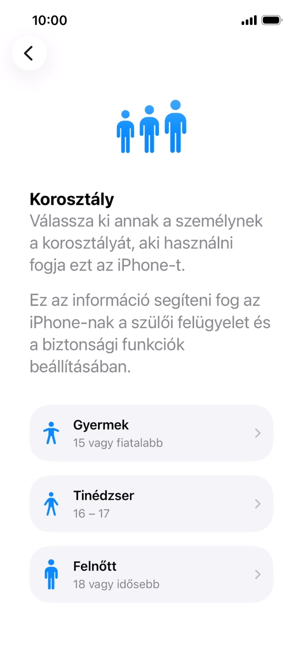 Válaszd a Felnőtt lehetőséget. Válaszd a Felnőtt lehetőséget.