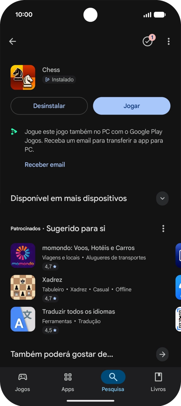 Para voltar ao ecrã inicial, deslize o dedo de baixo para cima a partir da base do ecrã.