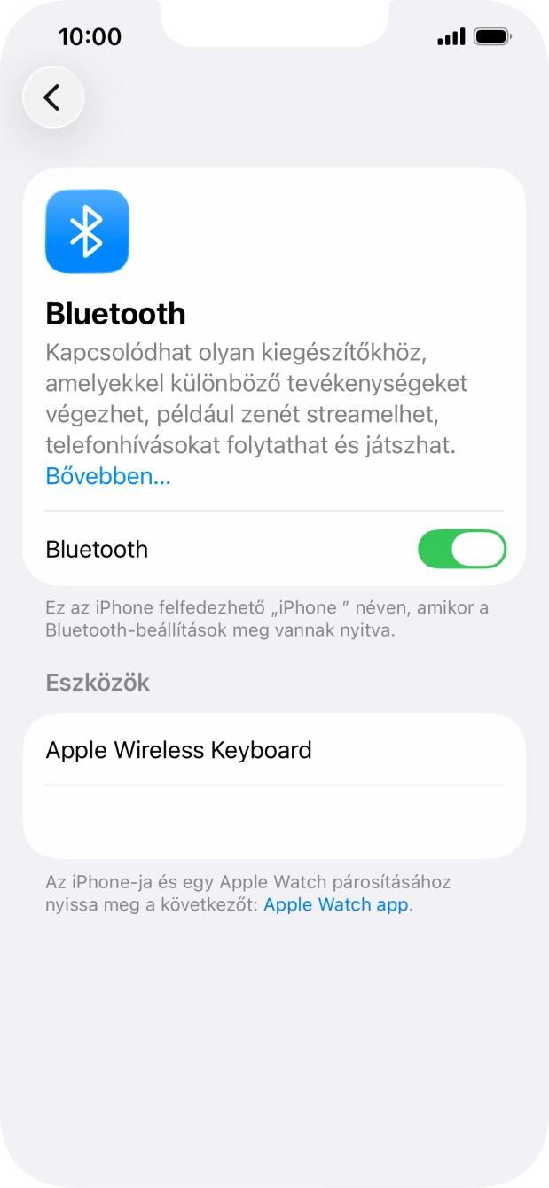 Válaszd ki a kívánt Bluetooth-eszközt, és kövesd a kijelzőn megjelenő utasításokat annak telefonodhoz történő csatlakoztatásához. Válaszd ki a kívánt Bluetooth-eszközt, és kövesd a kijelzőn megjelenő utasításokat annak telefonodhoz történő csatlakoztatásához.