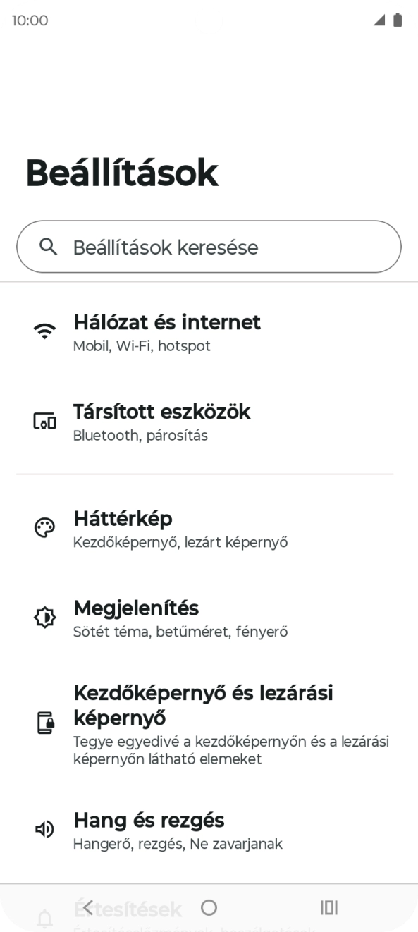Válaszd a Hálózat és internet lehetőséget. Válaszd a Hálózat és internet lehetőséget.
