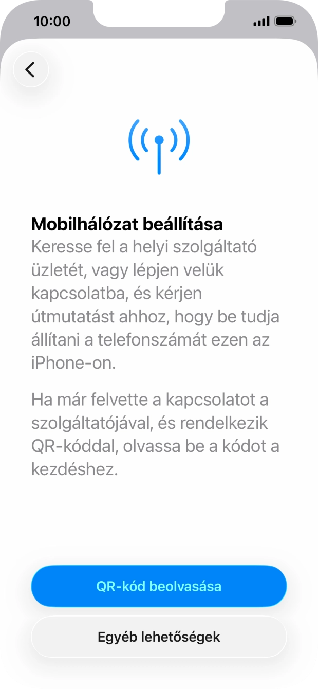 Válaszd a QR-kód beolvasása lehetőséget. Válaszd a QR-kód beolvasása lehetőséget.