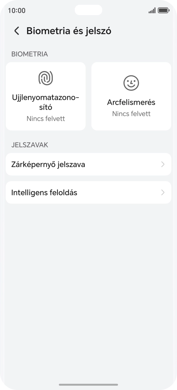 Válaszd az Ujjlenyomatazonosító lehetőséget. Válaszd az Ujjlenyomatazonosító lehetőséget.