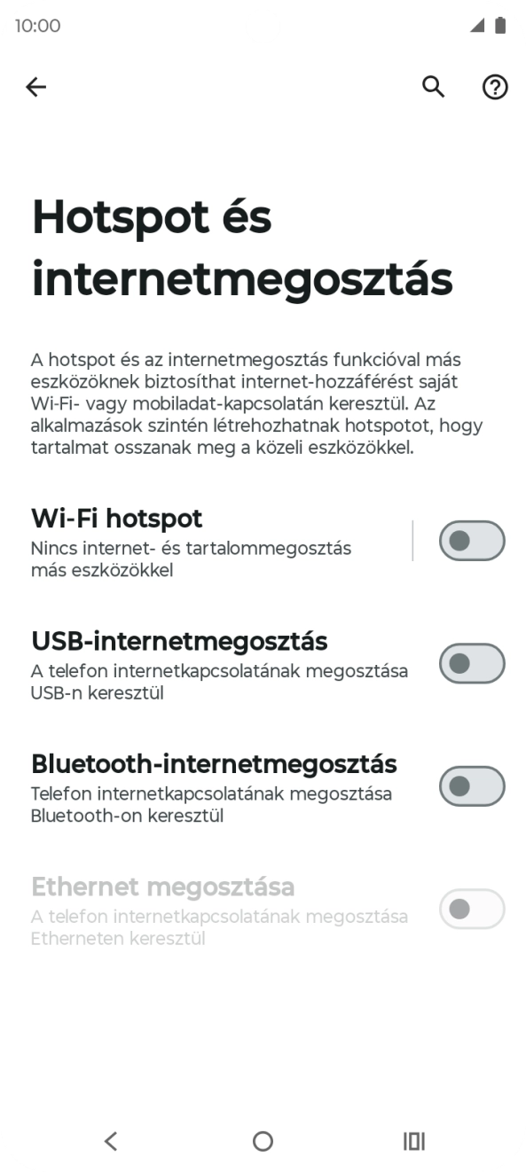 Válaszd a Wi-Fi hotspot lehetőséget. Válaszd a Wi-Fi hotspot lehetőséget.