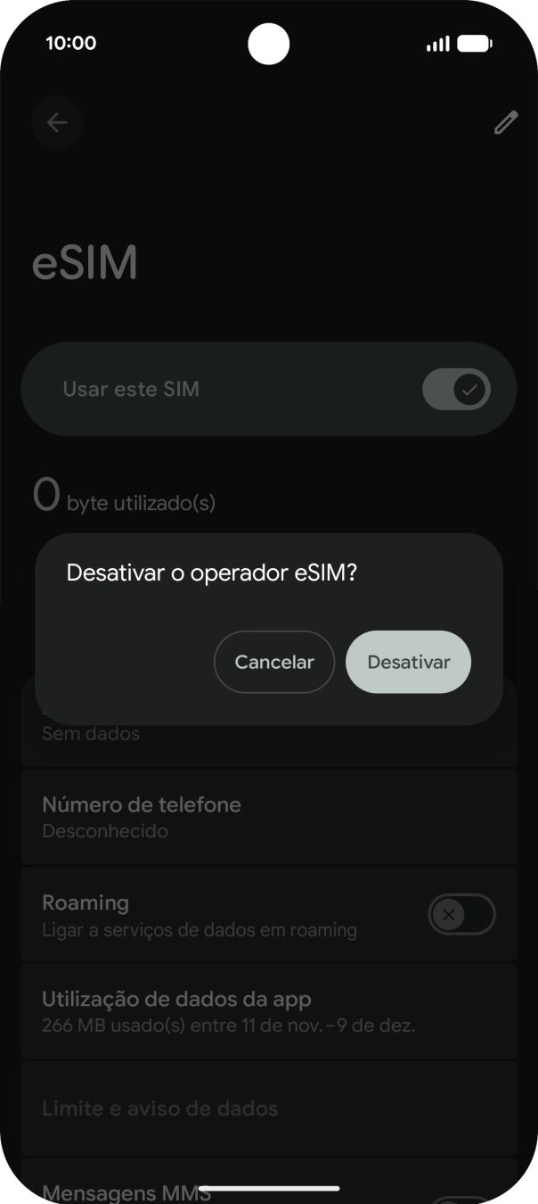 Se desativar a utilização do plano, deve premir Desativar.