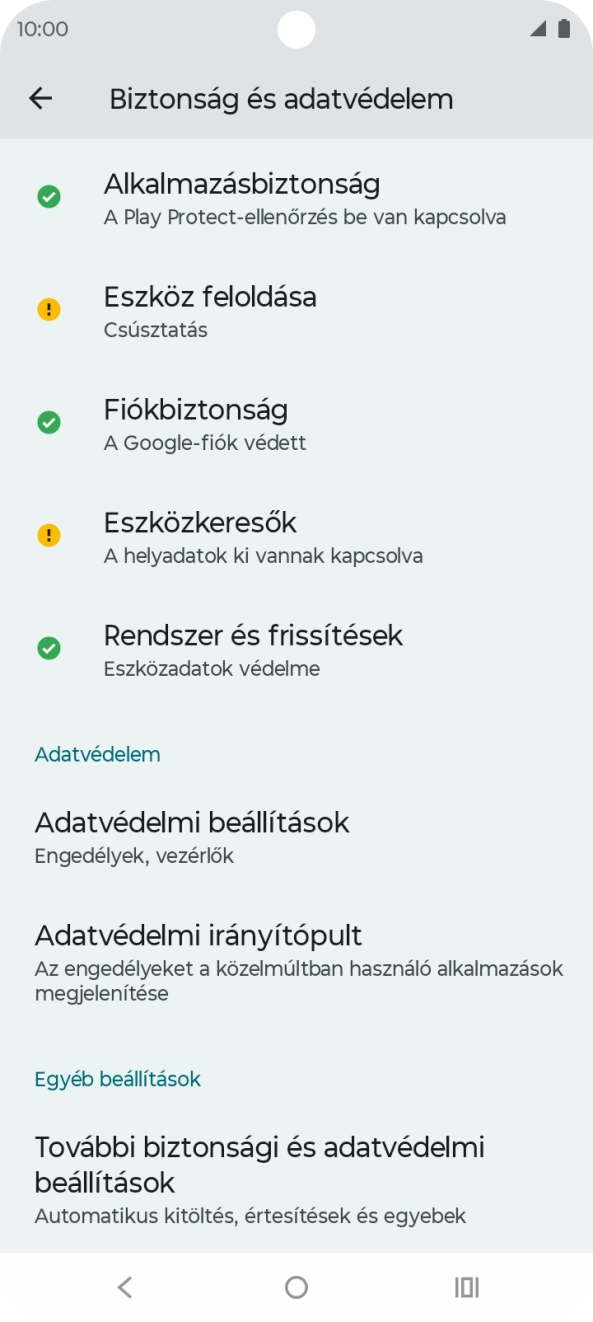 Válaszd a További biztonsági és adatvédelsmi beállítások lehetőséget.