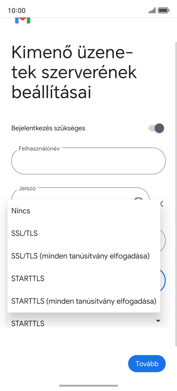 Válaszd az SSL/TLS lehetőséget.