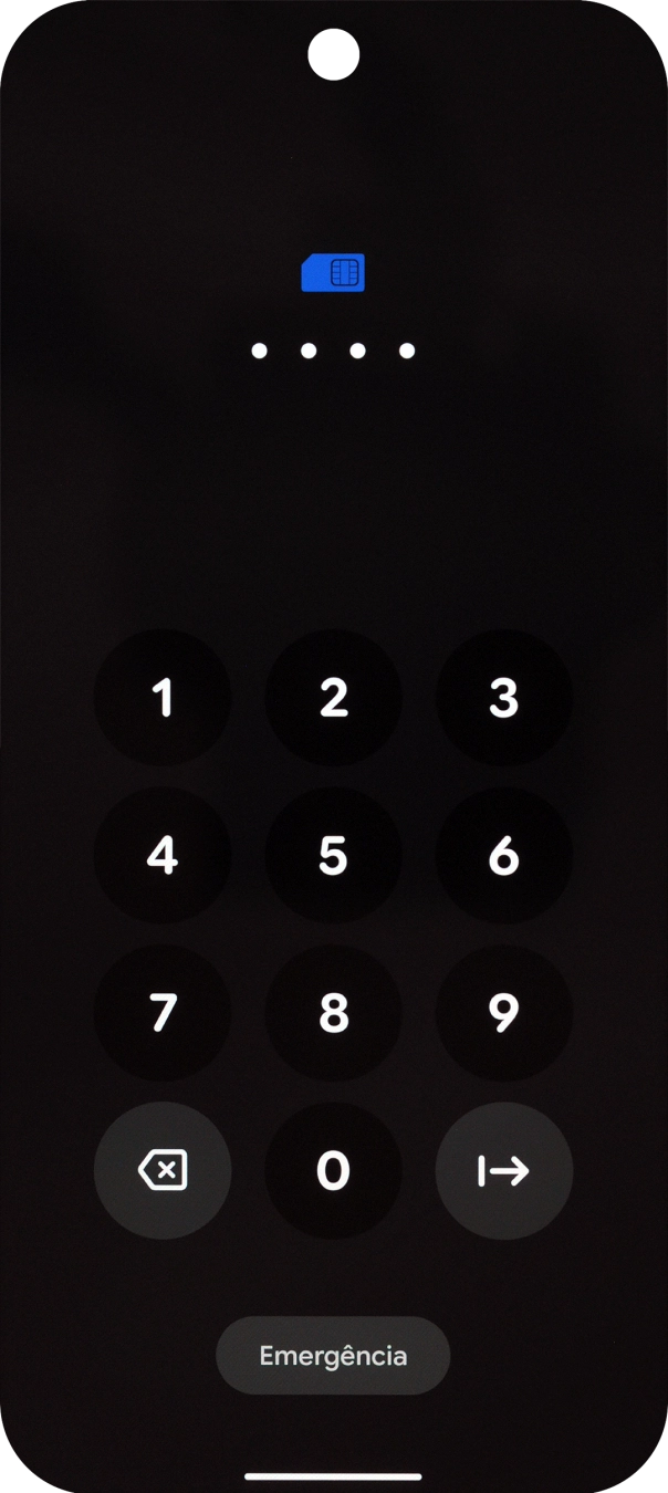 Se o cartão SIM estiver bloqueado, deve introduzir o seu código PIN e premir a seta para a direita.