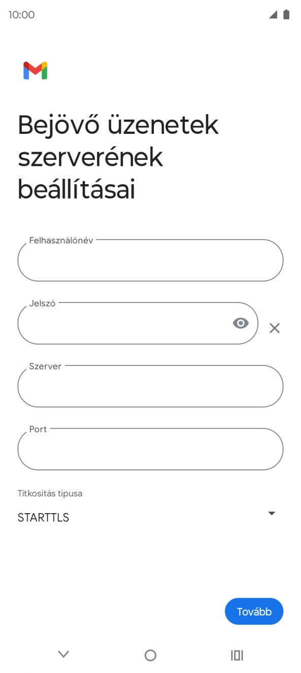 Kattints a „Felhasználónév” alatti mezőre, és írd be az e-mail-fiókodhoz tartozó felhasználónevet.