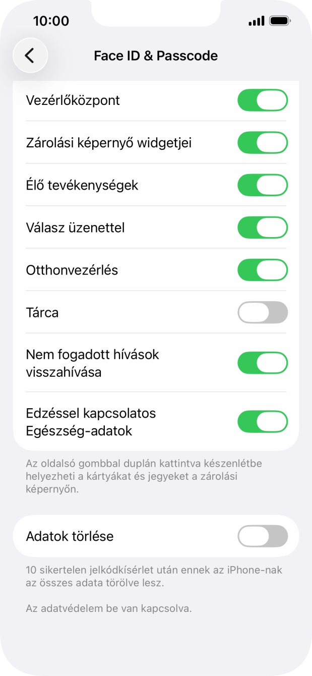 Kattints az „Adatok törlése” melletti csúszkára a funkció be- vagy kikapcsolásához. Kattints az „Adatok törlése” melletti csúszkára a funkció be- vagy kikapcsolásához.