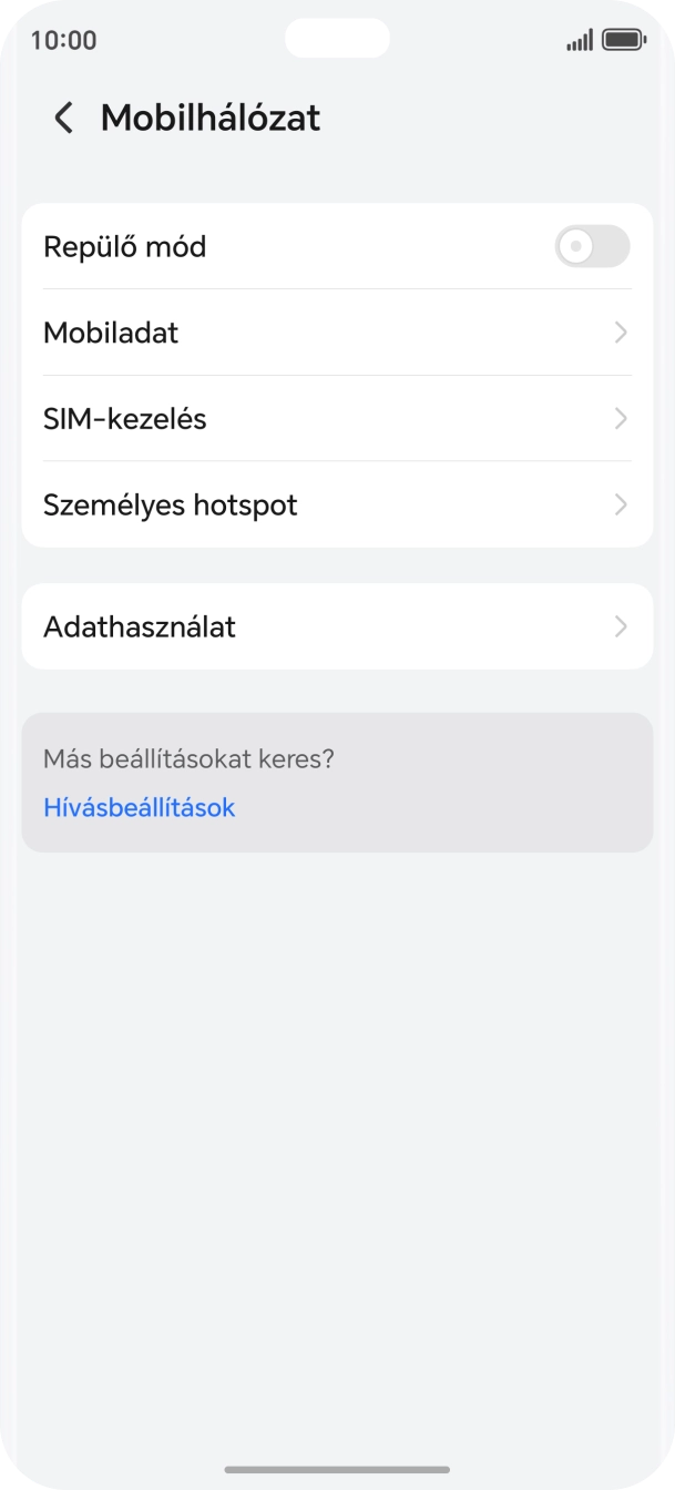 Válaszd a Mobiladat lehetőséget. Válaszd a Mobiladat lehetőséget.
