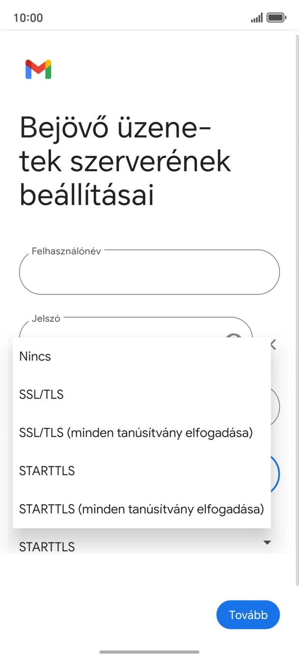 Válaszd az SSL/TLS lehetőséget.