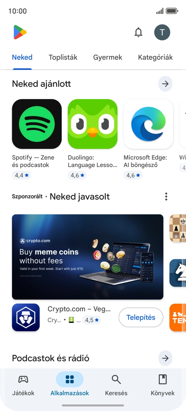 Válaszd a Keresés lehetőséget. Válaszd a Keresés lehetőséget.