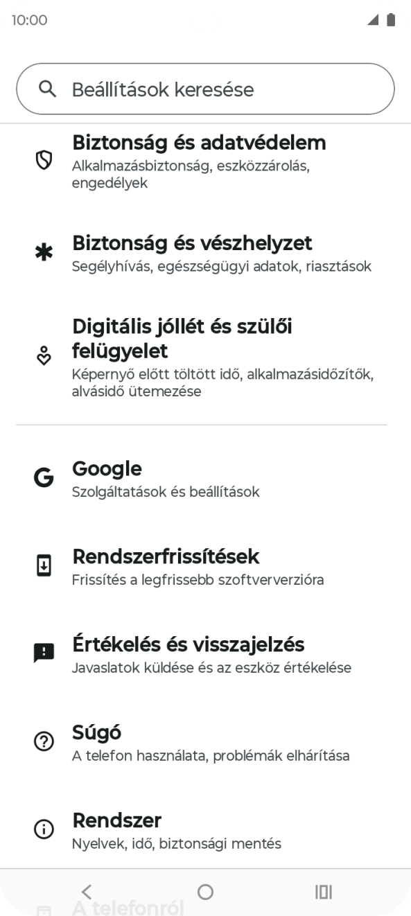 Válaszd a Biztonság és adatvédelem lehetőséget.