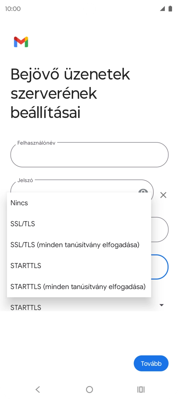 Válaszd az SSL/TLS lehetőséget.
