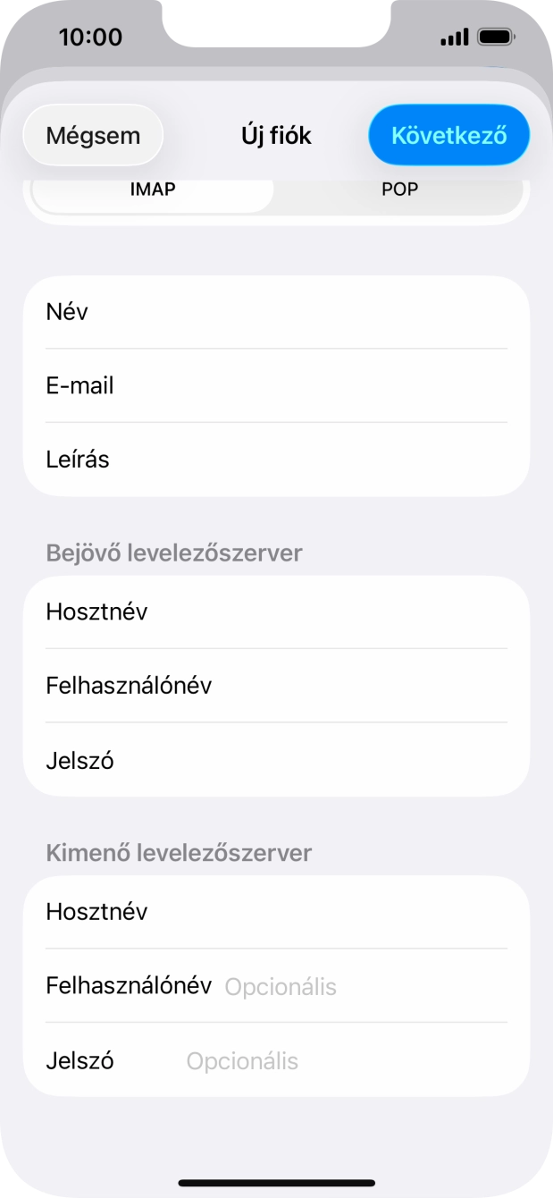 Kattints a Felhasználónév mezőre, és írd be az e-mail-fiókodhoz tartozó felhasználónevet.