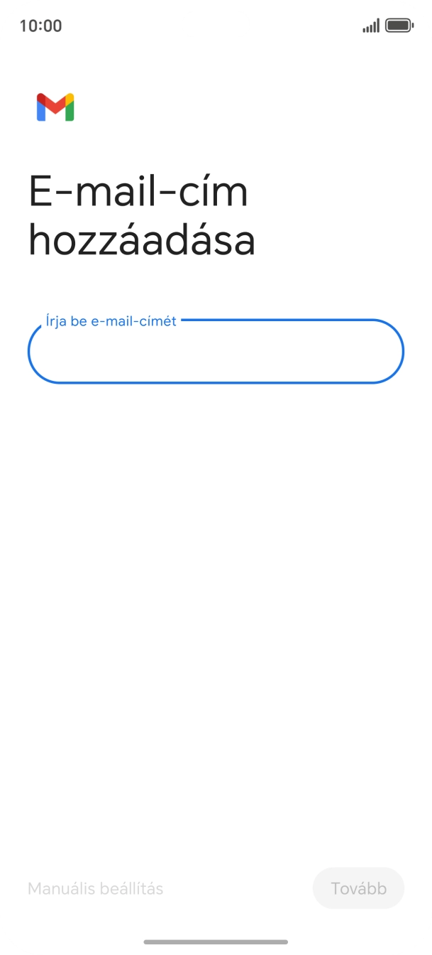 Kattints az „Írja be e-mail-címét” alatti mezőre, és írd be az e-mail címedet.