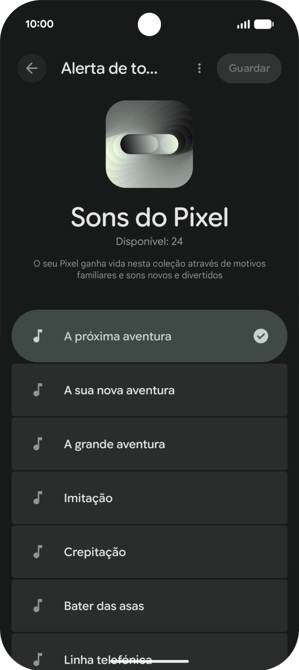 Prima os tons de toque pretendidos para os ouvir.