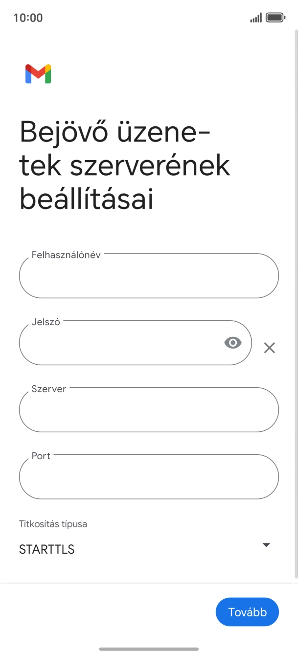 Kattints a „Felhasználónév” alatti mezőre, és írd be az e-mail-fiókodhoz tartozó felhasználónevet.