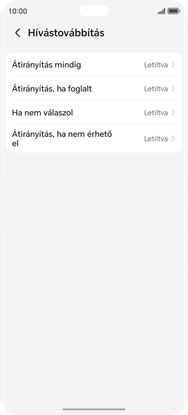 Kattints a kívánt hívásátirányítás-típusra. Kattints a kívánt hívásátirányítás-típusra.