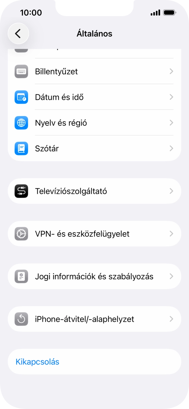 Válaszd az „iPhone-átvitel/-alaphelyzet” lehetőséget. Válaszd az „iPhone-átvitel/-alaphelyzet” lehetőséget.