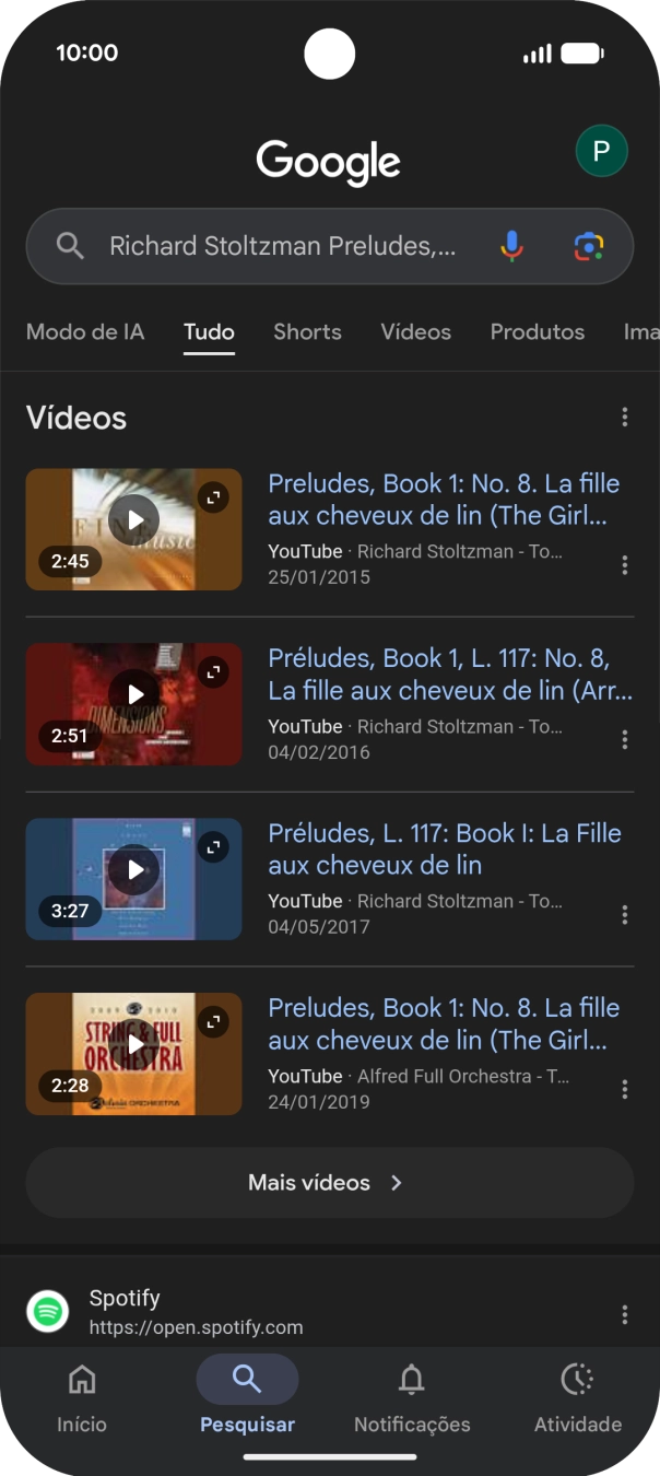 Siga as indicações no ecrã  para utilizar os resultados da pesquisa.