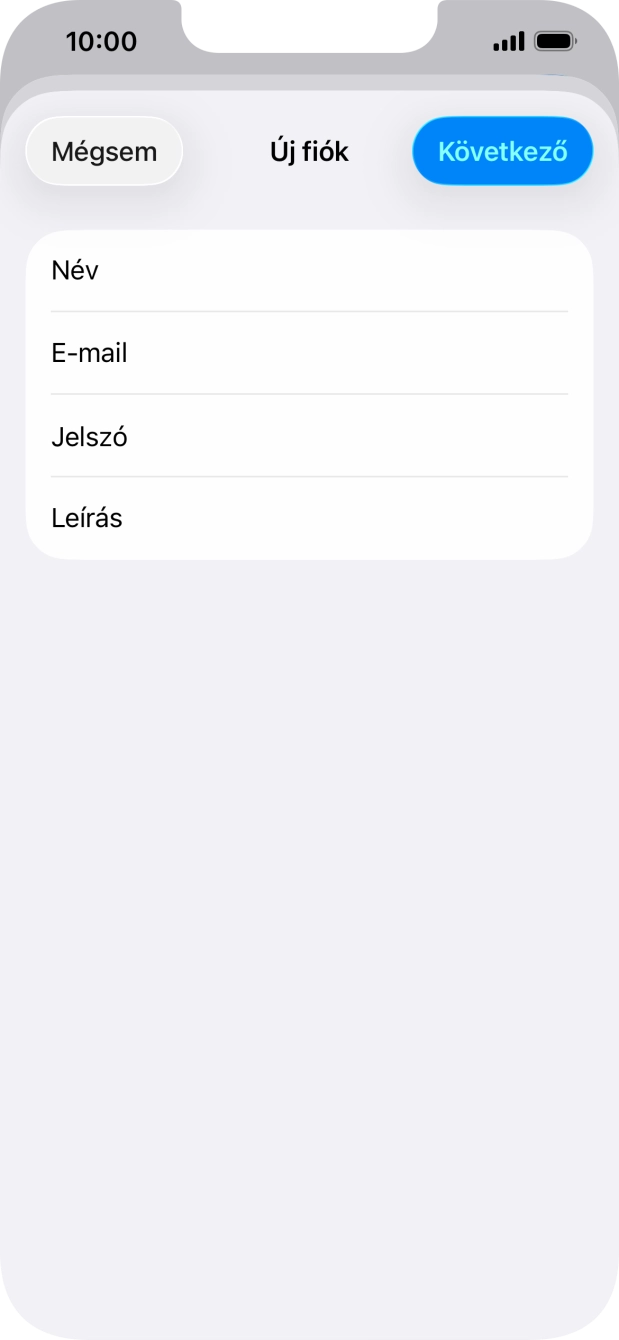 Kattints a Leírás mezőre, és írd be az e-mail-fiók kívánt nevét.