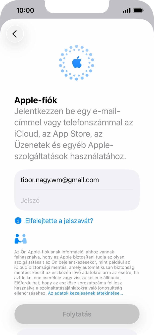 Kattints a Jelszó mezőre, és írd be az Apple-fiókodhoz tartozó jelszót. Kattints a Jelszó mezőre, és írd be az Apple-fiókodhoz tartozó jelszót.