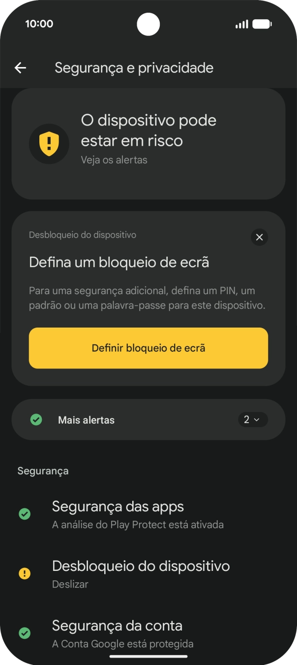 Prima Desbloqueio do dispositivo.