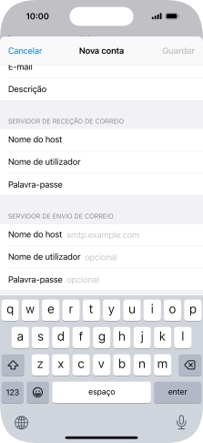 Prima Nome do host e insira smtp.vodafone.pt.