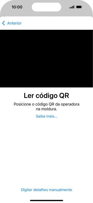 Para scanear o código QR enviado, enquadre-o na moldura da câmara do telefone.