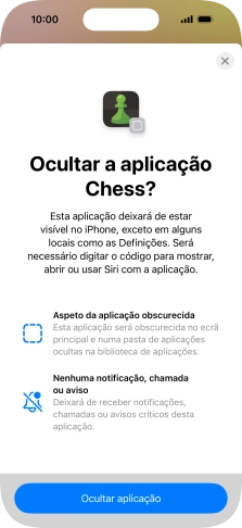 Prima Ocultar aplicação.