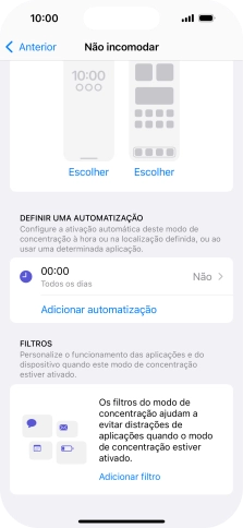 Prima Adicionar automatização e siga as indicações no ecrã para escolher as definições para ativação automática da função 
