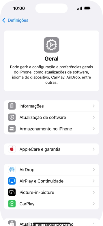 Prima Atualização de software. Se existir uma nova versão de software disponível, será agora indicado no ecrã. Siga as indicações no ecrã para atualizar o software do telefone.