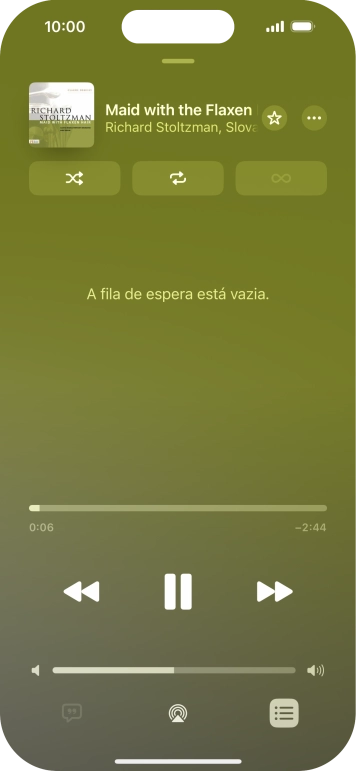 Prima o ícone de reprodução aleatória para ativar ou desativar a função.