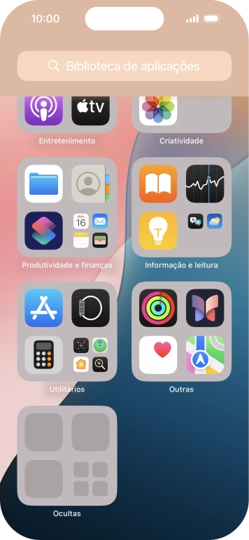 A app está agora colocada na pasta Ocultas da Biblioteca de apps.