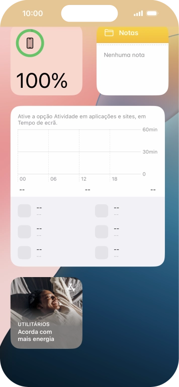Mantenha premido o widget pretendido até aparecer um menu no ecrã.