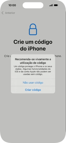 Se desativar a função, prima Não usar código.