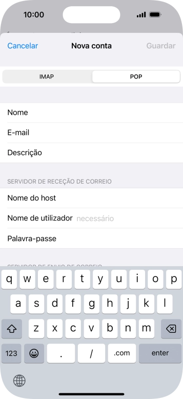 Prima Nome de utilizador e introduza o nome de utilizador da sua conta de e-mail na Vodafone.