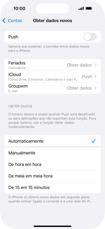 Se desativar a função, prima a definição pretendida.