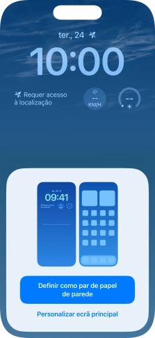 Se pretender utilizar o mesmo esquema de cores para o ecrã principal, prima Definir como par de papel de parede.