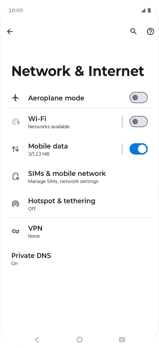 Press SIMs & mobile network. Press SIMs & mobile network.